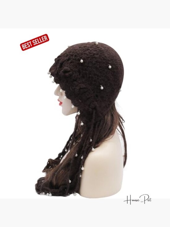 Crochet Slouchy Beanie Hat with Tassel Chunky Knit Skull Cap main image 4